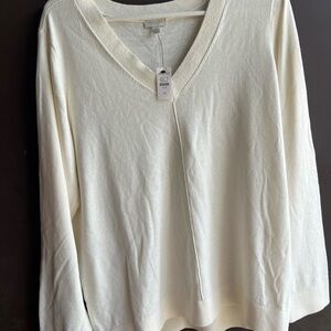 Talbots Ivory V-Neck Sweater